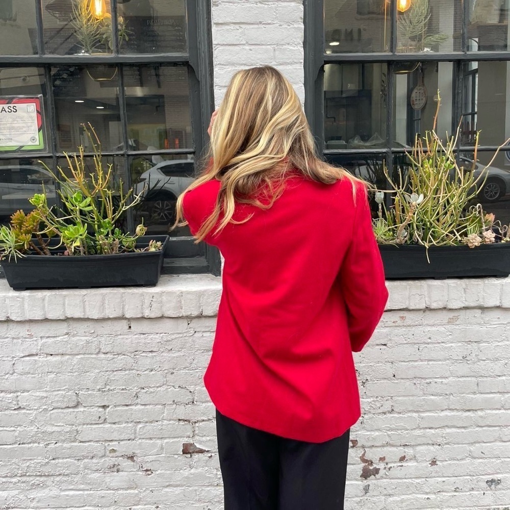 Sag harbor Red vintage wool blazer sz medium womens / ptp 20 in, length 29 in - Picture 4 of 6